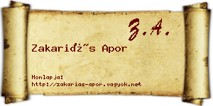Zakariás Apor névjegykártya